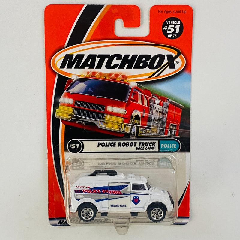 2001 Matchbox Police Robot Truck 51 blanco Primera Edición