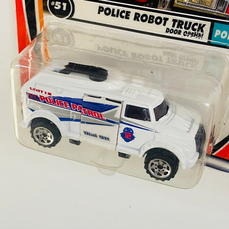 2001 Matchbox Police Robot Truck 51 blanco Primera Edición