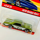 2005 Hot Wheels Classics Series 1 1968 Dodge Dart verde Spectraflame Goodyear 5SP base ZAMAC - Detalle Burbuja