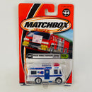 2001 Matchbox Rescue Squad Police Mobile Command Center 44 blanco Primera Edición