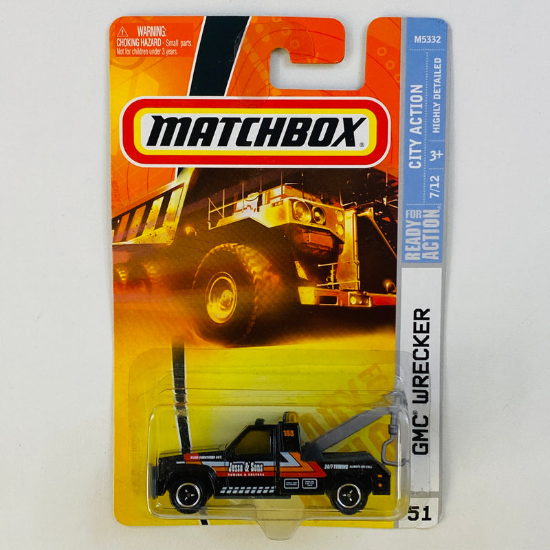 2008 Matchbox City Action GMC Wrecker 51 negro