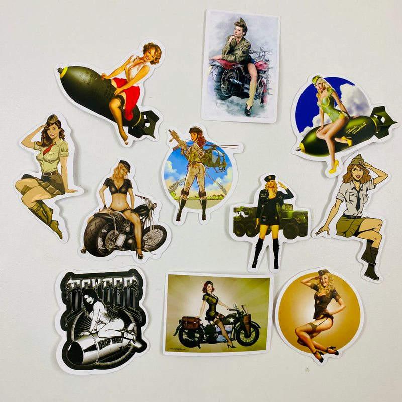 Stickers de Chicas Pin-Up Estilo Militar Serie 1 – Precio Unitario