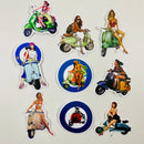 Set de 9 Stickers de Motos Vespa Clásicas