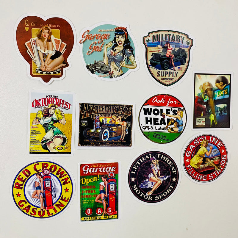 Set de 11 Stickers de Cultura Hot Rod Retro Vintage