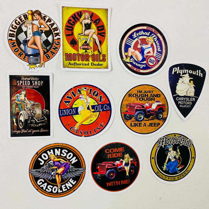 Set de 10 Stickers de Cultura Hot Rod Retro Vintage