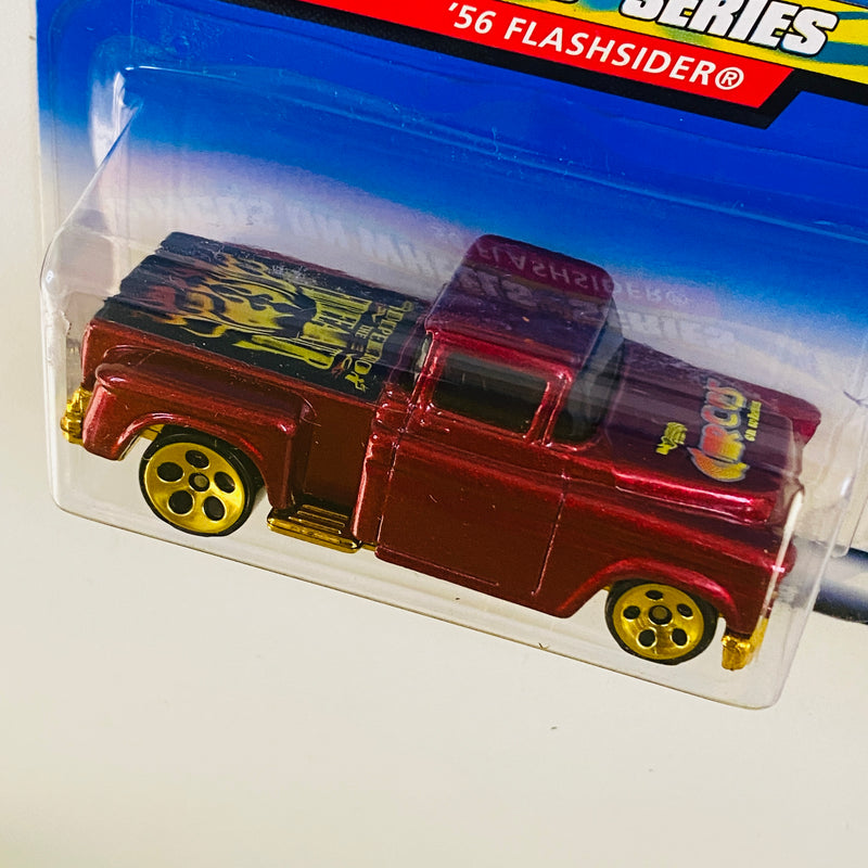 2000 Hot Wheels Circus on Wheels Series Chevy 56 Flashsider rojo metálico 5DOT