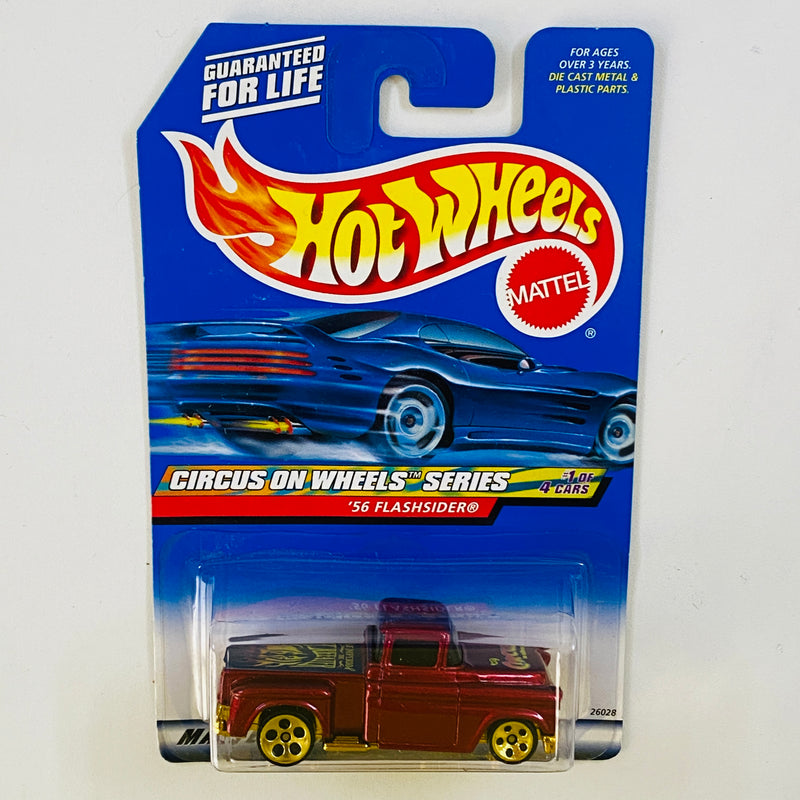 2000 Hot Wheels Circus on Wheels Series Chevy 56 Flashsider rojo metálico 5DOT