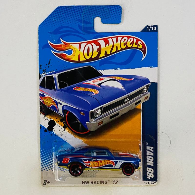 2012 Hot Wheels HW Racing 68 Chevy Nova azul metálico MC5