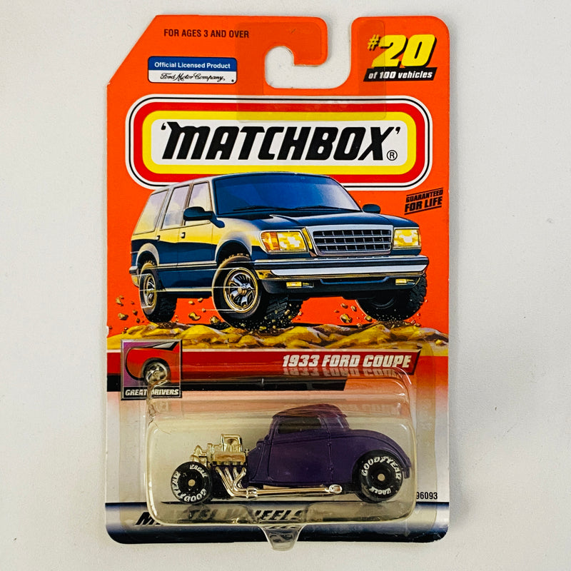 2000 Matchbox Great Drivers 1933 Ford Coupe 20 morado - Detalle Burbuja