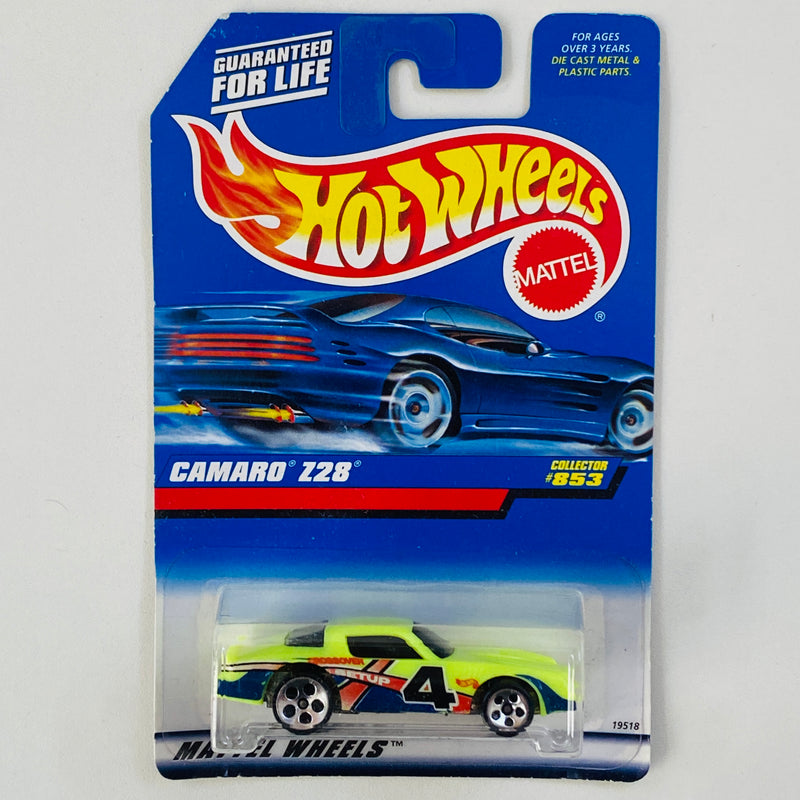 1998 Hot Wheels Chevrolet Camaro Z28 853 verde neón 5DOT base ZAMAC