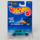 1997 Hot Wheels Fat Fendered 40 Ford 607 turquesa 5SP base ZAMAC
