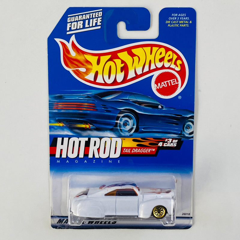 2000 Hot Wheels Hot Rod Magazine Tail Dragger 41 Ford Coupe blanco LW