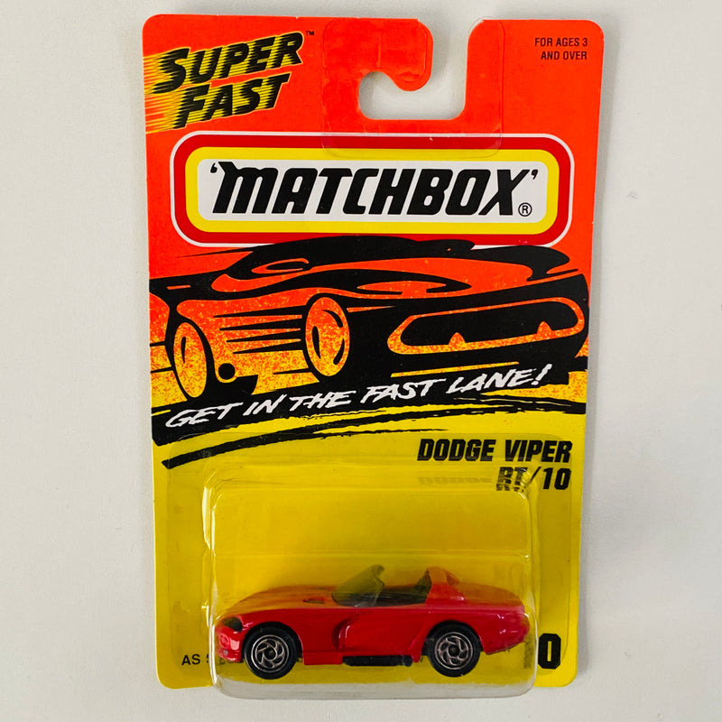 1996 Matchbox Super Fast Dodge Viper RT/10 10 rojo Primera Edición