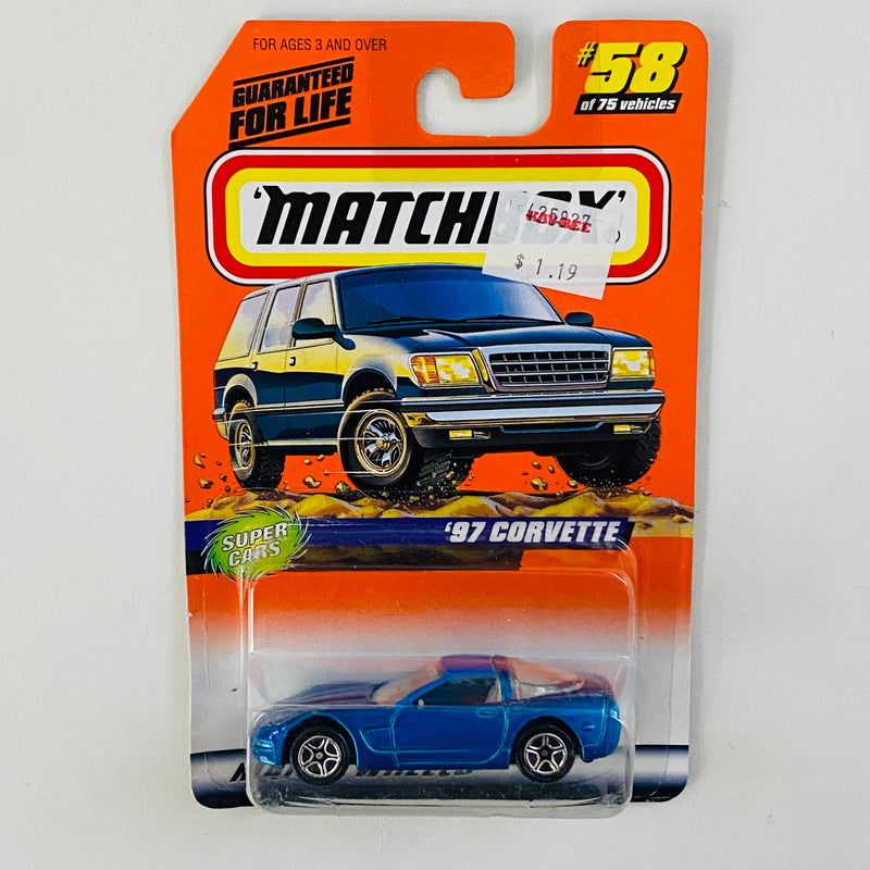 1998 Matchbox Super Cars 97 Corvette Chevrolet 58 azul