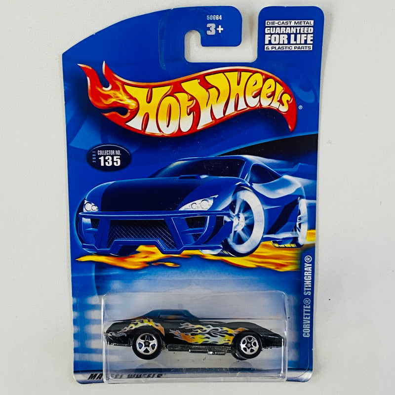 2001 Hot Wheels Corvette Stingray 135 negro 5SP base ZAMAC