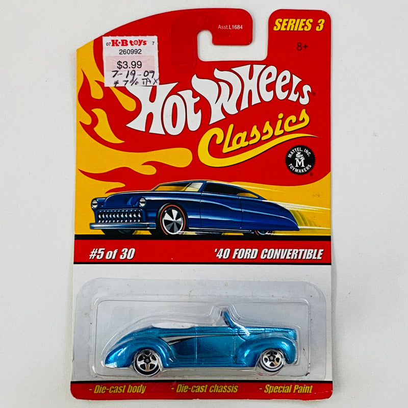 2007 Hot Wheels Classics Series 3 40 Ford Convertible celeste spectraflame Whitewall 5SP base ZAMAC