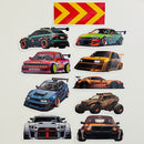 Set de 10 Stickers de Carros Deportivos Widebody y Super Silhouette