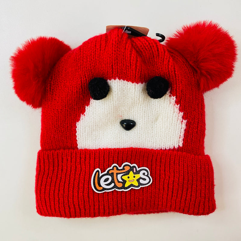 Gorro Kawaii de Oso Rojo Afelpado