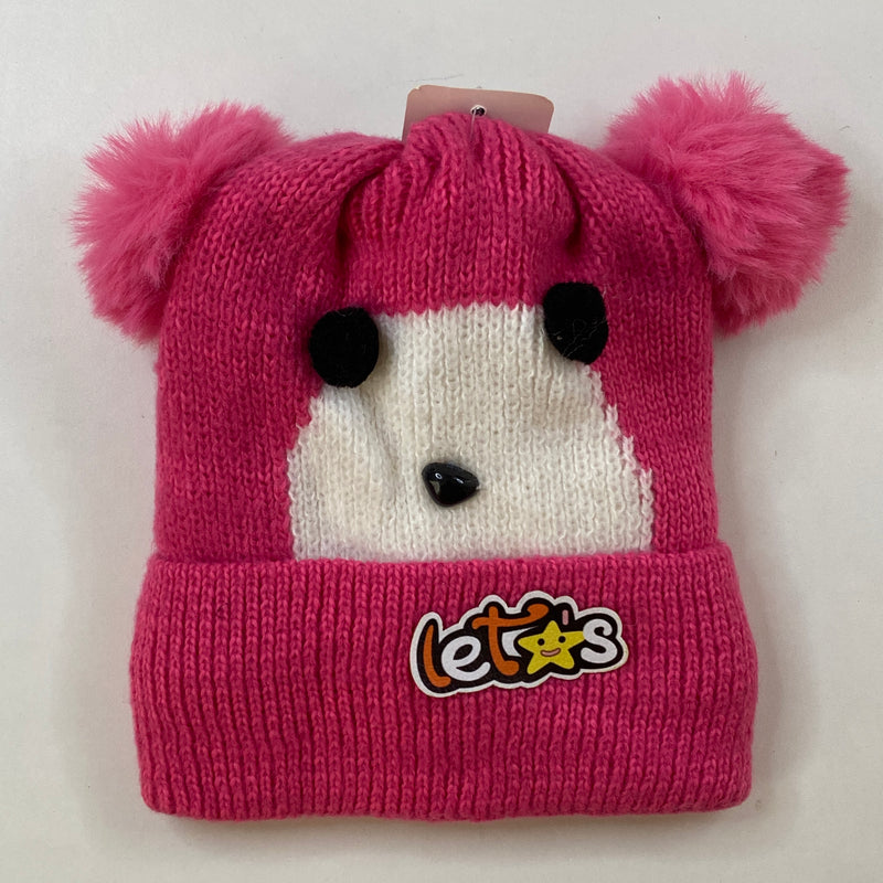 Gorro Kawaii de Oso Fucsia Afelpado