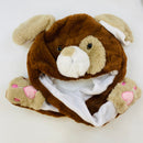 Gorro Kawaii de Conejo Marrón Afelpado con Orejas Móviles