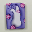 Espejo de Bolso Kawaii con Doble Espejo - Normal y de Aumento - Diseño Conejo con Flores en Fondo Morado