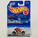 1998 Hot Wheels Tropicool Series Volkswagen Baja bug blanco 5SP base ZAMAC de Malasia variante llanta trasera pequeña