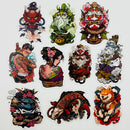 Set de 10 Stickers de Tatuaje Japonés Irezumi Estilo Yakuza y Mitología Japonesa