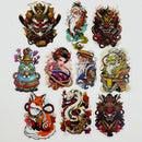 Set de 10 Stickers de Tatuaje Japonés Irezumi Estilo Yakuza y Mitología Japonesa