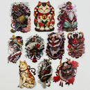 Set de 10 Stickers de Tatuaje Japonés Irezumi Estilo Yakuza y Mitología Japonesa