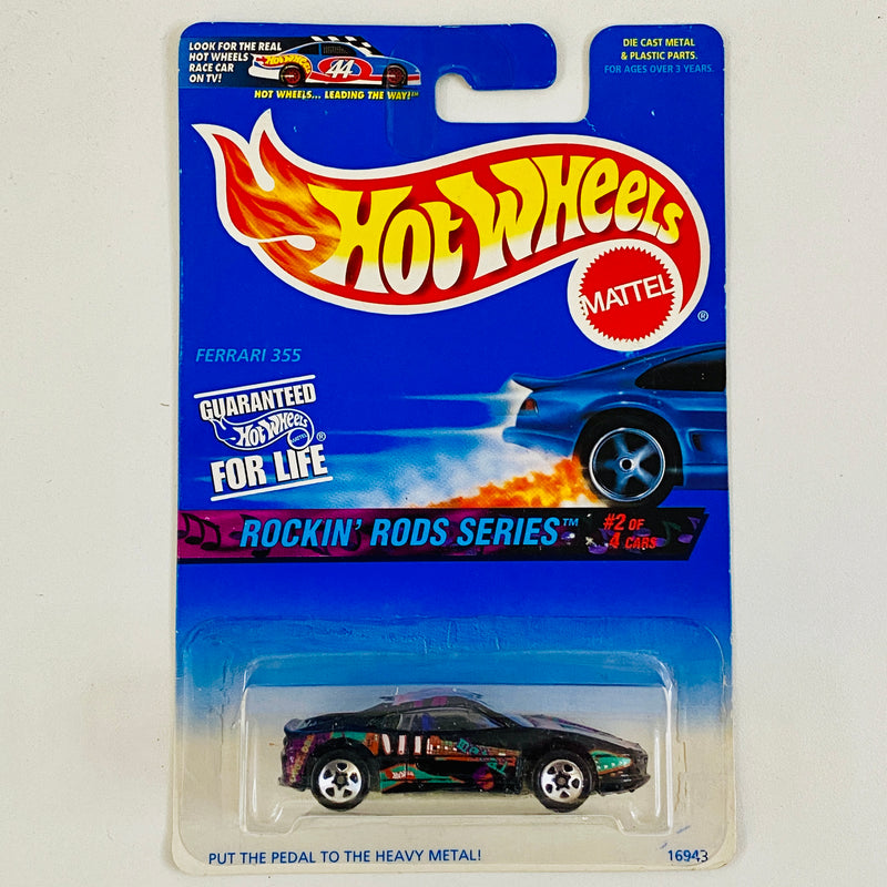 1997 Hot Wheels Rockin' Rods Series Ferrari 355 negro 5SP base ZAMAC