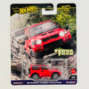 2024 Hot Wheels Premium Car Culture Terra Trek Mitsubishi Pajero Evolution rojo Llantas de Goma RR