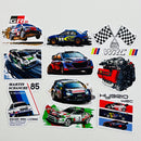 Set de 10 Stickers de Carros de Rally y Carreras del WRC