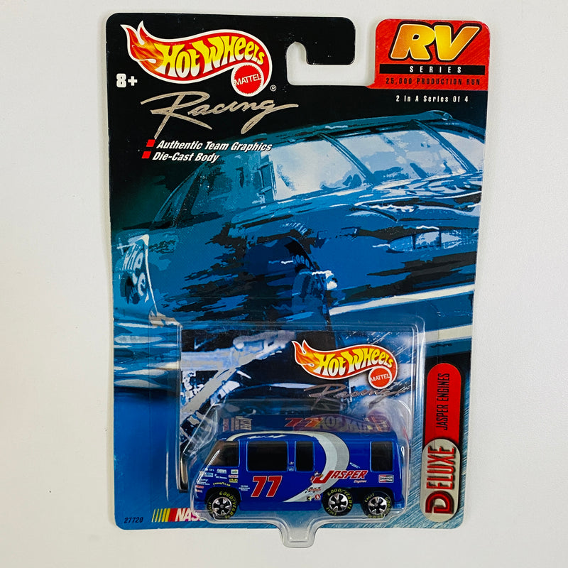 2000 Hot Wheels Racing RV Limited Edition 1/25,000 Deluxe Jasper Engines GMC Motorhome azul Goodyear BW