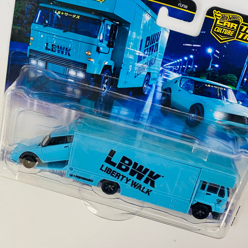 2024 Hot Wheels Premium Car Culture Team Transport Nissan Skyline 2000GT-R LBWK y camión Fleet Flyer con Llantas de Goma RR