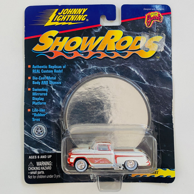 1999 Johnny Lightning Show Rods George Barris Kopper Kart 55 Chevy Pickup blanco Llantas de Goma