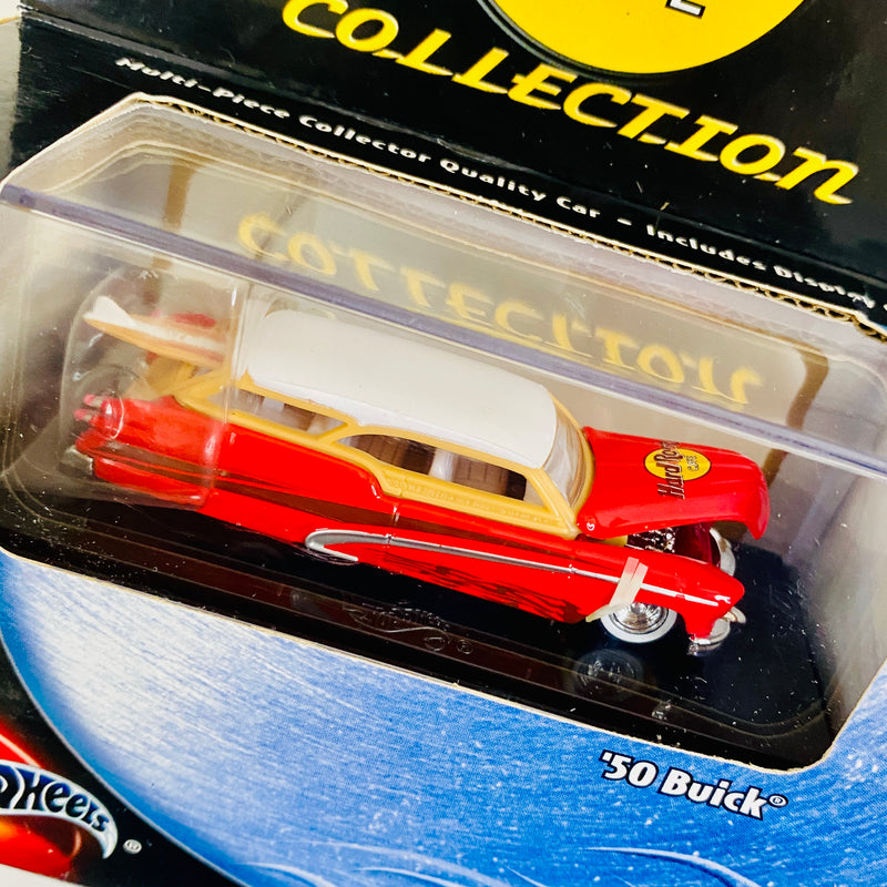 2003 Hot Wheels 100% Black Box Limited Edition Hard Rock Cafe Exclusive 50 Buick rojo con blanco Llantas de Goma RR