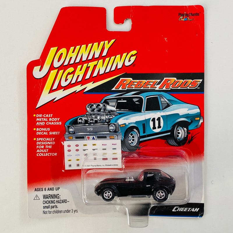 2001 Johnny Lightning Rebel Rods 1964 Chevrolet Cheetah "The Cobra Killer" negro Llantas de Goma y Stickers