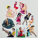 Set de 10 Stickers de Chicas Pin-Up Vintage