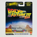 2026 Hot Wheels Premium Pop Culture Back To The Future Time Machine 1955 DeLorean DMC-12 Volver Al Futuro plata metálico Llantas de Goma RR
