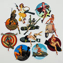 Set de 10 Stickers de Chicas Pin-Up Militar