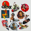 Set de 10 Stickers de Chicas Pin-Up Militar