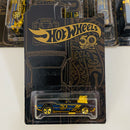 2018 Hot Wheels 50th Anniversary Black and Gold Colección Set de 6 - Bone Shaker, Twin Mill, Rodger Dodger, 68 Dodge Dart, 64 Impala Chevrolet, 65 Ford Ranchero