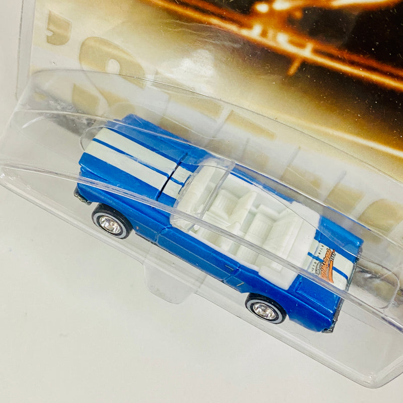 2002 Hot Wheels Auto Milestones Walmart Exclusive 1965 Mustang Ford azul metálico Llantas de Goma RR base ZAMAC