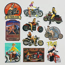 Set de 10 Stickers de Motos Chopper Custom y Chicas Pin-Up