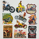 Set de 10 Stickers de Motos Chopper Custom y Chicas Pin-Up