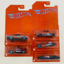 2021 Hot Wheels 53rd Anniversary Orange and Blue Colección Set de 5 - 64 Chevy Chevelle, Custom 56 Ford Truck, Custom 62 Chevy Pickup, Twin Mill II, Custom Cadillac Fleetwood