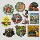 Set de 10 Stickers de Autos Clásicos Hot Rods y Chicas Pin-Up