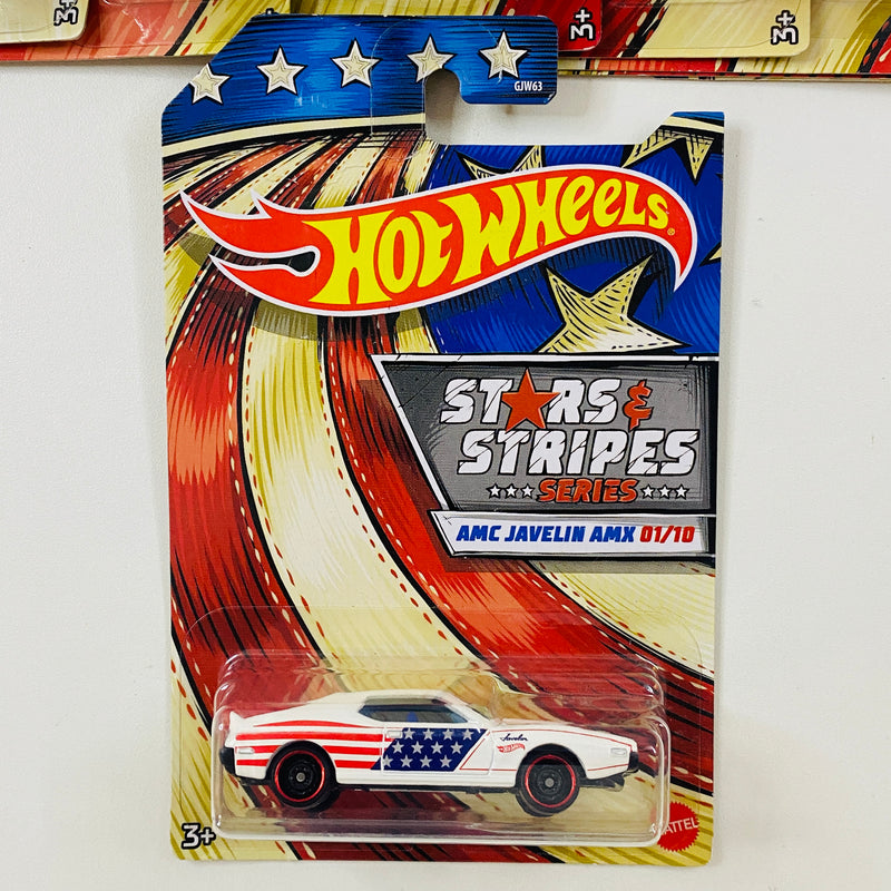 2020 Hot Wheels Stars & Stripes Colección Set de 10 - AMC Javelin AMX, 71 Plymouth Hemi Cuda, 64 Pontiac GTO, 68 Hemi Barracuda, Chevy Blazer 4x4, 68 El Camino Chevrolet y más