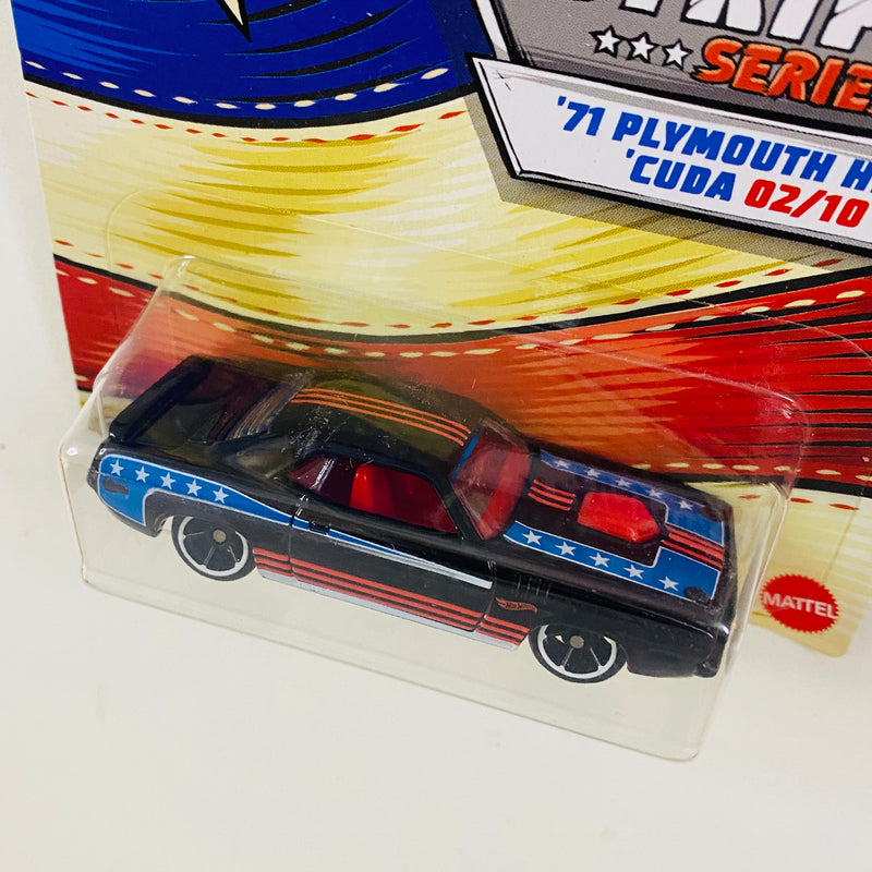 2020 Hot Wheels Stars & Stripes Colección Set de 10 - AMC Javelin AMX, 71 Plymouth Hemi Cuda, 64 Pontiac GTO, 68 Hemi Barracuda, Chevy Blazer 4x4, 68 El Camino Chevrolet y más