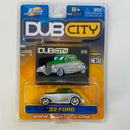 2004 Jada Dub City 32 Ford plata con verde Llantas de Goma con Tarjeta Coleccionista